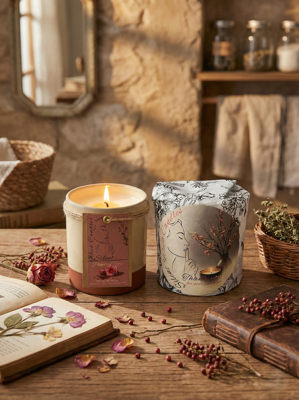 Peppered Rose - Pottery Jar