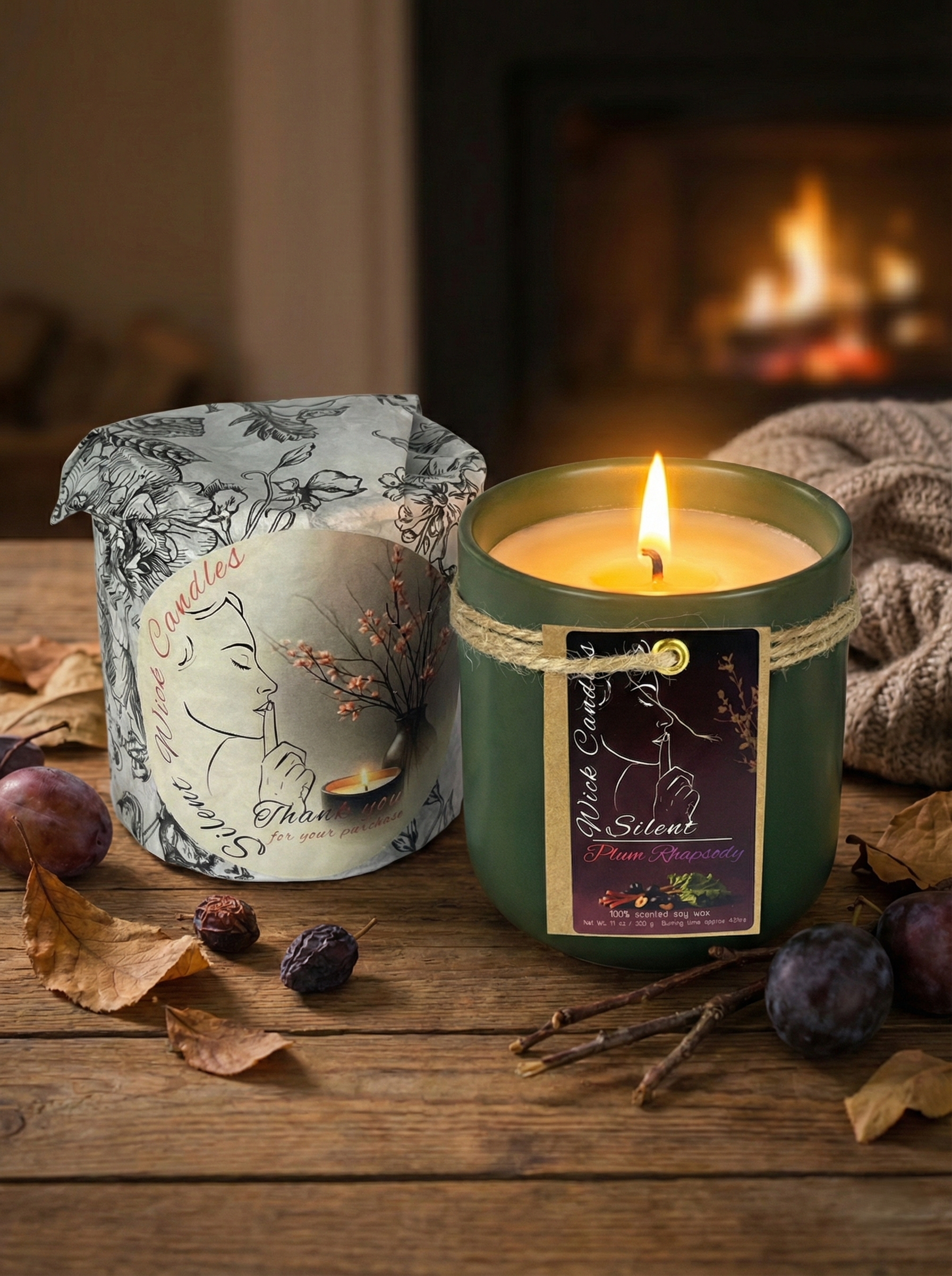 Plum Rhapsody - Green curved jar