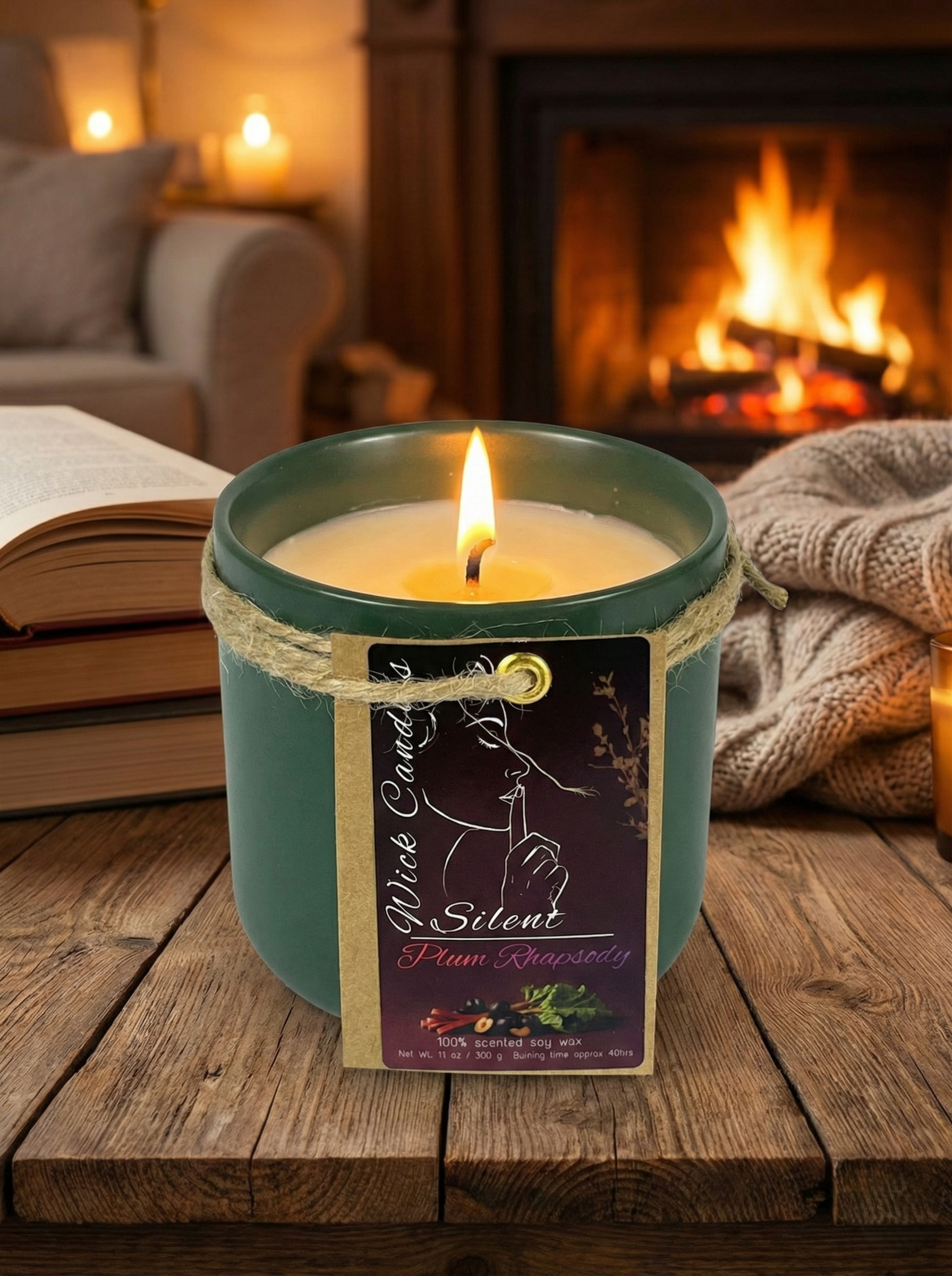 Plum Rhapsody - Green curved jar