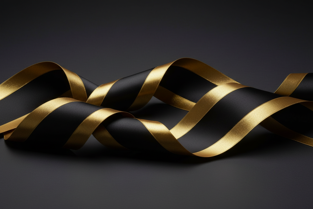 black and gold ribbon